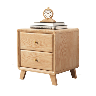 全实木北美橡木床头柜原木色现代简约收纳储物卧室床边柜超窄整装