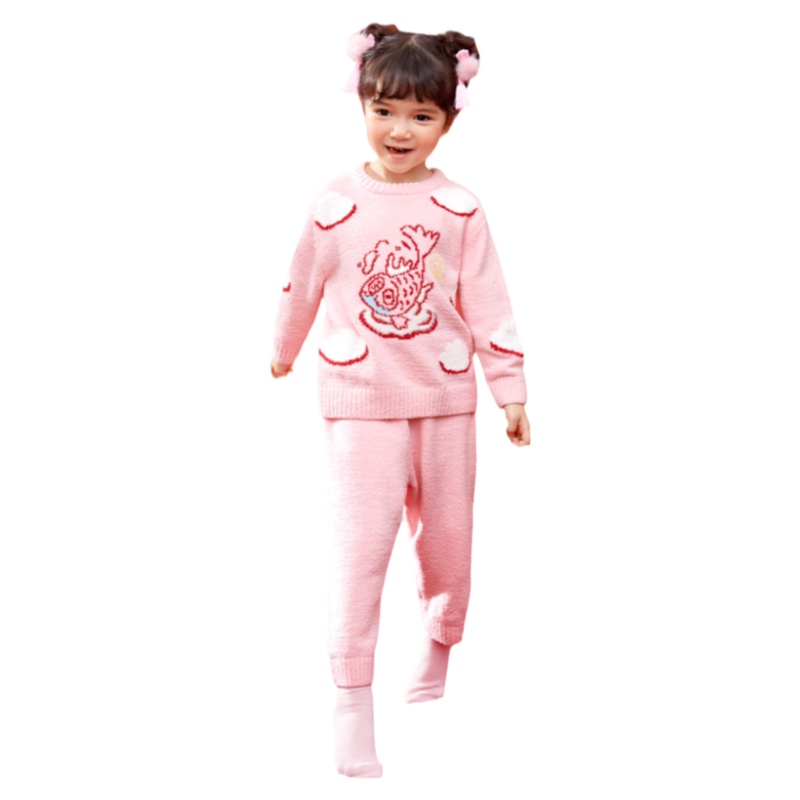 巴拉巴拉男童女童睡衣套装儿童本命年红色家居服宝宝秋季新年新款