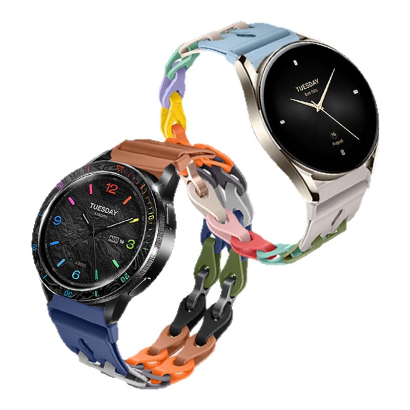 适用小米watchs4镂空硅胶S5手表sport4代腕表s3新款s2智能s1pro运动gts4华米balance男女color2专用手链腕带