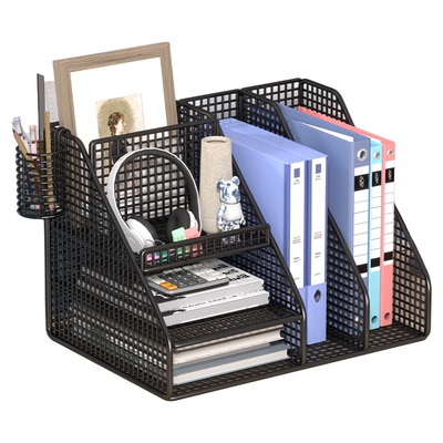 文件收纳架桌面文件收纳整理盒资料架办公室桌上文件放置架立式多层架子办公桌档案资料收纳筐工位a4纸文件框