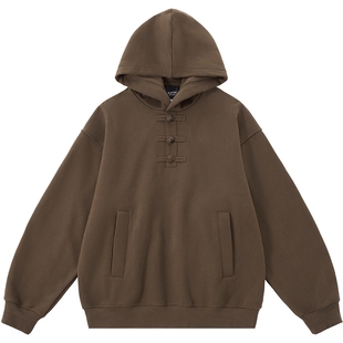 【CLOTTEE by CLOT】磨毛拼接盘扣连帽卫衣 线圈布中式 榫卯系列