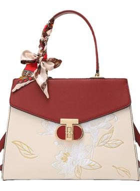 中国风刺绣红色包包中年女包妈妈结婚包手提包高级感婆婆生日礼物