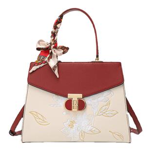 中国风刺绣红色包包中年女包妈妈结婚包手提包高级感婆婆生日礼物