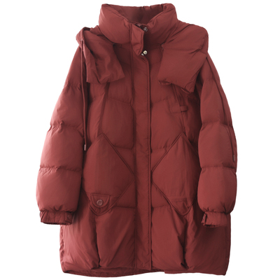 中长款90白鸭绒拆帽羽绒服冬装