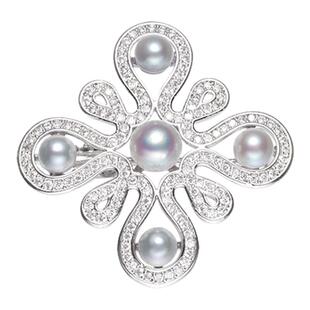 【礼赠臻选】MiNG/名皇海水AKOYA真多麻色4-5mm珍珠胸针吊坠