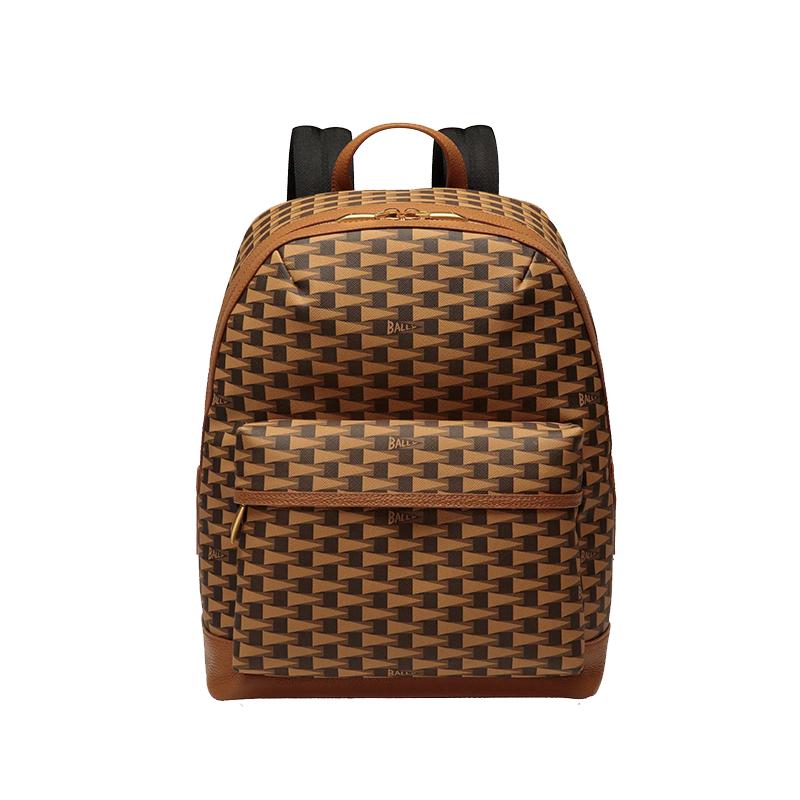 Bally/巴利男士复古老花双肩背包