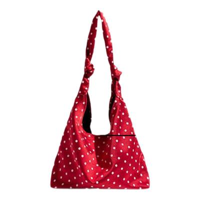 小众红色波点帆布包韩系慵懒风