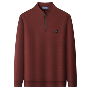 [羊毛蚕丝加绒]梦特娇男士卫衣冬款拉链立领休闲弹力T恤加厚保暖J