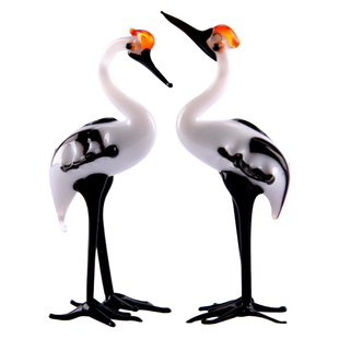 玻璃小仙鹤白鹤丹顶鹤水上石假山盆景动物摆件多肉微景观鱼缸造景