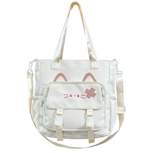 可爱卡通斜挎包女大容量学生单肩包初中生上课托特包包手提补习袋