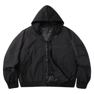 Baleno/班尼路飞行员可拆帽羽绒外套时尚潮酷羽绒夹克男款情侣款D