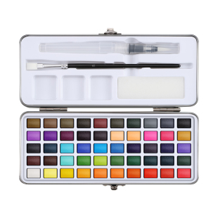 固体水彩颜料套装珠光水彩不透明水彩美术生专用迷你颜料全套画画工具小盒便捷铁盒分装写生旅行专业绘画套装