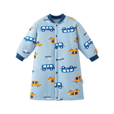 儿童夹棉睡袍男童冬季加厚睡袋