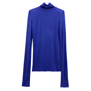 高领打底衫2025新款女高级感早秋内搭薄纱堆堆领上衣透视薄款t恤