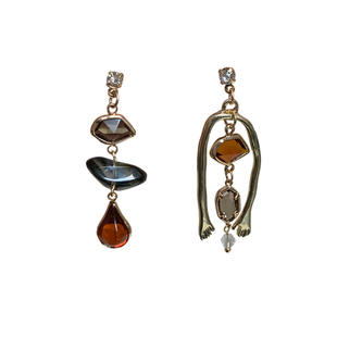 「蒙德里安」复古美术馆 小众高级设计艺术感不对称几何耳环/耳夹