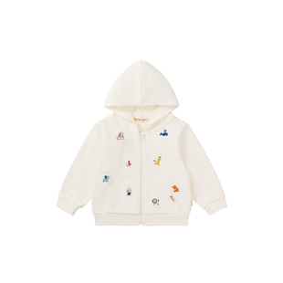 新款儿童连帽拉链卫衣宝宝洋气纯棉春秋男童外套女童上衣童装刺绣