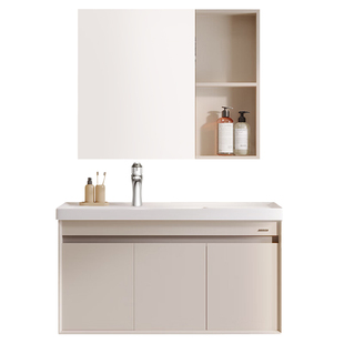 箭牌奶油浴室柜卫生间陶瓷一体盆洗漱台洗手盆洗脸盆柜组合浴室柜