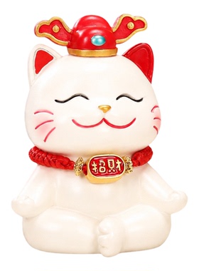 国潮福运招财猫树脂摆件桌面工位