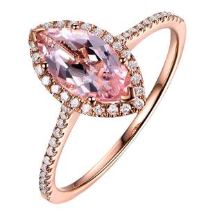 米莱彩宝 1.02克拉天然摩根石戒指女 18K金钻石彩色宝石戒指 定制