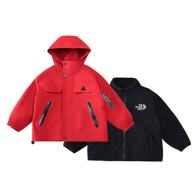 男童冲锋衣加厚外套2025新款