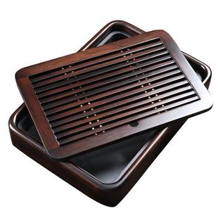 黑檀木小茶盘现代简约家用实木蓄水式茶台中式单层干泡茶盘小茶海