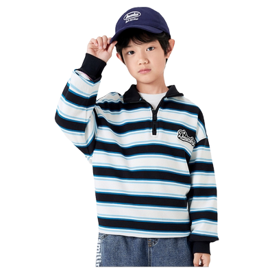 巴拉巴拉男童卫衣大童条纹polo衫儿童长袖打底衫2025秋季新款童装