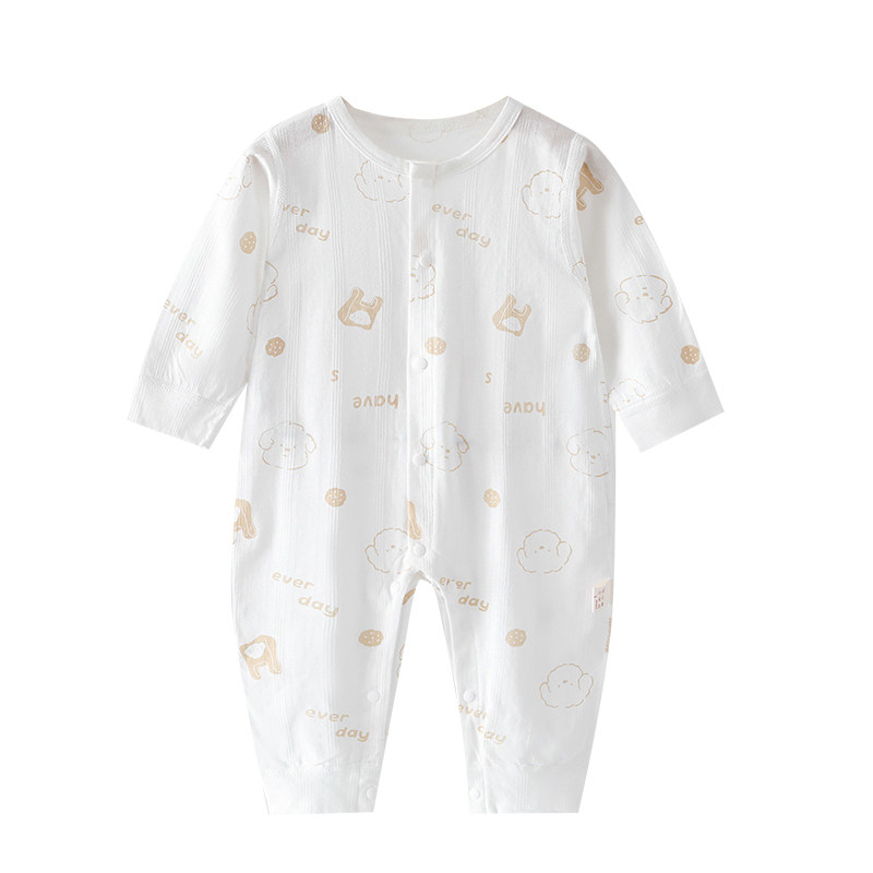 纯棉薄款婴儿连体衣新生婴幼儿衣服长袖春夏小月龄宝宝睡衣空调服