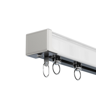 窗帘轨道双轨静音侧装顶装铝合金滑轮轴承轮加厚弯轨大方轨窗帘杆