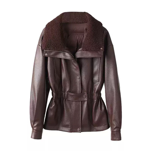 真皮羽绒服皮衣女2025新款绵羊皮拉贡毛领收腰显瘦中长款加厚外套