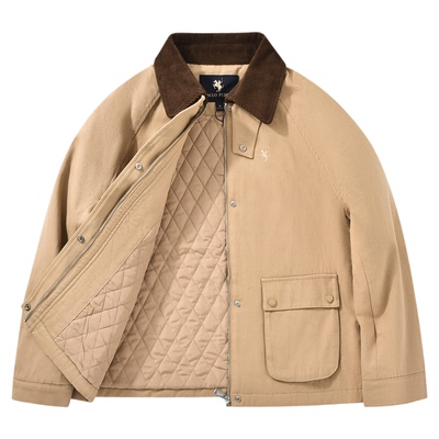 保罗彼得2025冬季新品女灯芯绒棉衣服保暖翻领短外套DSECU00431