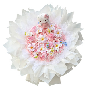 hellokitty永生花超大花束多巴胺香皂花凯蒂猫玩偶新年送女生礼物