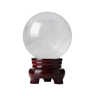 天然白水晶球摆件官方旗舰店白色水晶球厨房真水晶球摆件