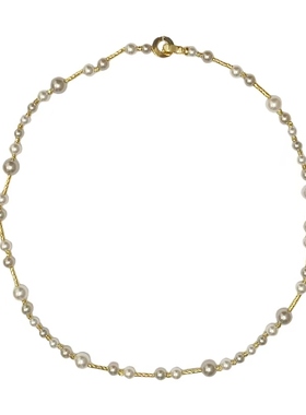 MAPG法式雨雾珠帘优雅灰白珍珠项链温柔气质两用Y形毛衣链25新款