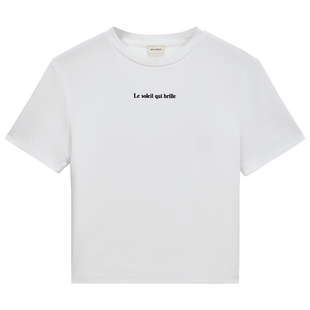 OCHIRLY欧时力  字母印花短袖t恤女短上衣休闲小个子夏新