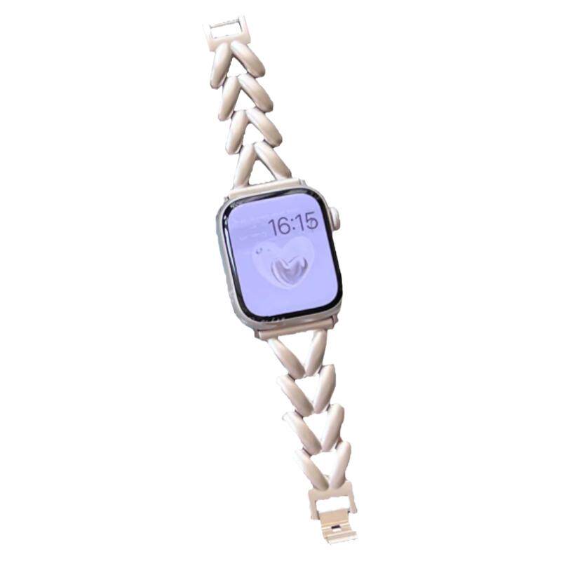 爱心链条单排金属钢适用于苹果applewatchs978代6543SE静静的表带