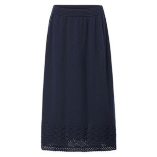 VGRASS维格娜丝春新款扬子羊毛纱手钩花边针织半裙蕾丝花边长裙女