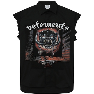 IT VETEMENTS女装宽松翻领背心新款复古潮酷暗黑图案装饰SH250BXM