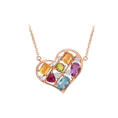 enzo18K金多彩宝石钻石项链