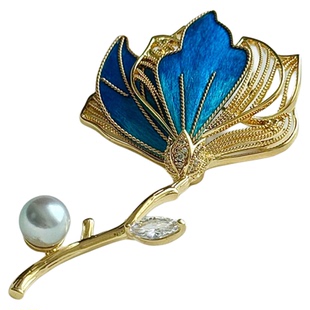 《玉兰香》优雅气质新中式丝绒高档真多麻海水珍珠胸针胸花配旗袍