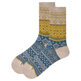 秋冬菱形复古中筒袜子女双针双路无骨学院百搭咔叽工装socks长袜