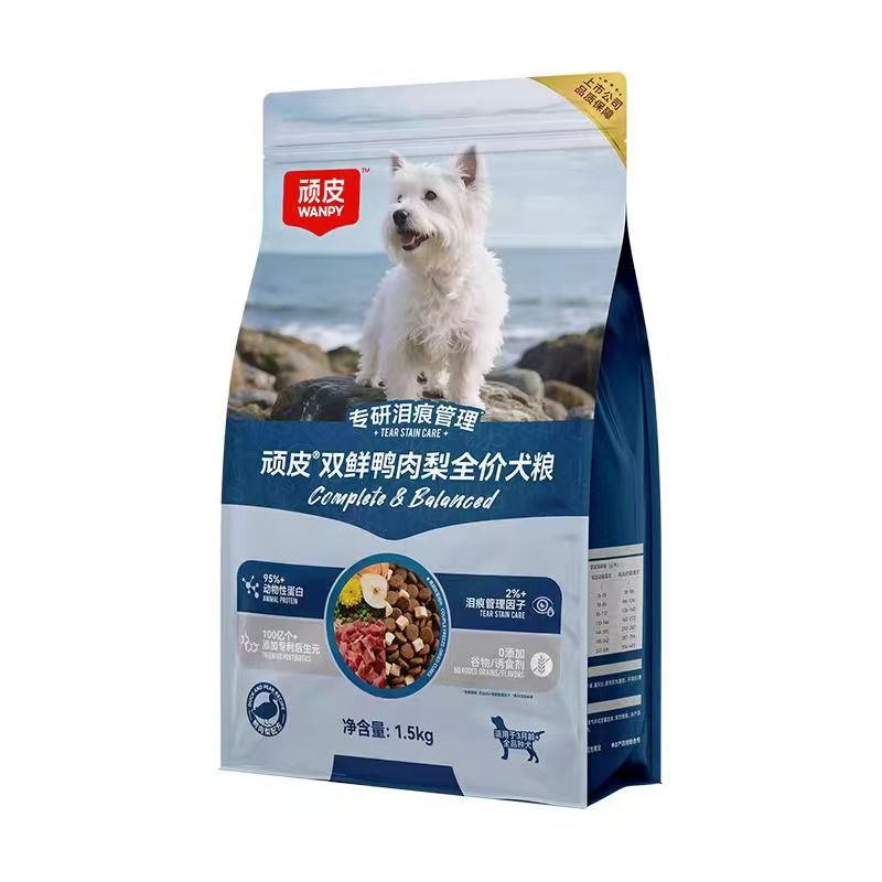 顽皮全价双鲜冻干鸭肉梨犬粮缓泪痕成幼犬通用营养狗粮3斤装泰迪