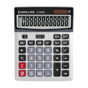 Comix/齐心计算器财务会计用双电源12位办公商务型大屏幕大按键