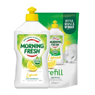 澳洲Morningfresh原装进口柠檬洗洁精400ml+375ml洗涤剂低泡易洗