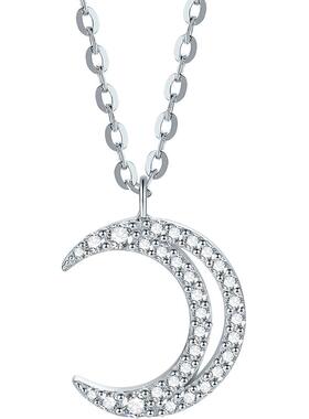 周六福S925银镂空月牙项链女O字链百搭送女友节日礼物