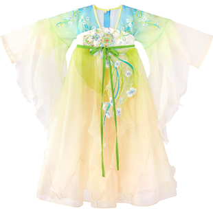 乌扣.翠烟 女童汉服春秋儿童中国风古装长袖襦裙古风连衣裙春季