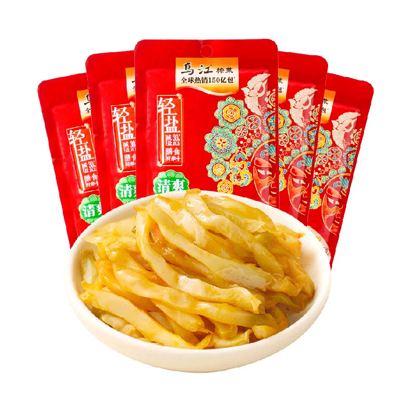 乌江鲜爽榨菜丝70g*5袋佐餐配粥嫩脆鲜原汁原味清新开胃下饭神器