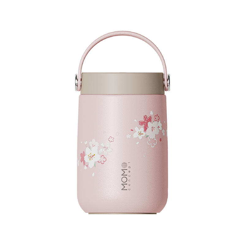 momo保温杯樱花限定拎手女生便携