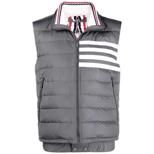 THOM BROWNE 男士四条纹漏斗领羽绒服背心