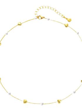 爱心珍珠串珠水滴项链