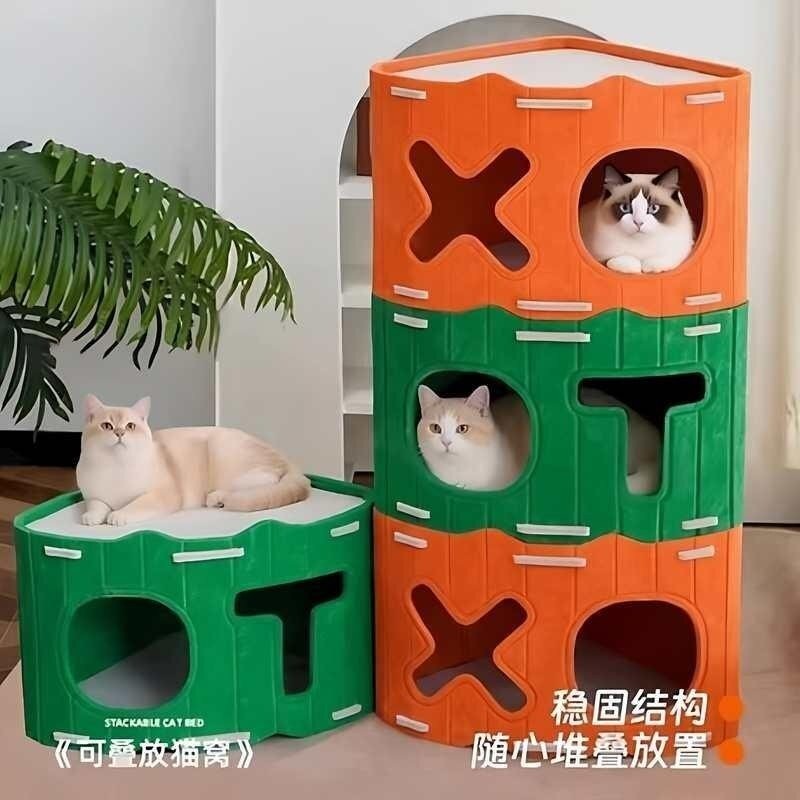 毛毡猫窝四季通用立式猫抓板窝猫屋新型猫别墅多层树洞猫咪躲避屋